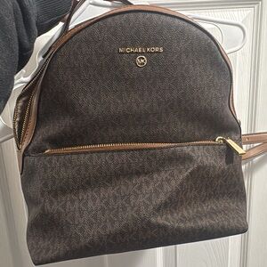 Michael Kors Dark Brown Backpack with Gold Accents